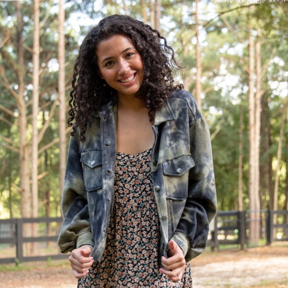 NATURAL LIFE Jackets & Blazers - Natural Life Laney Tie Dye Trucker Jacket Green Gray Large / XL